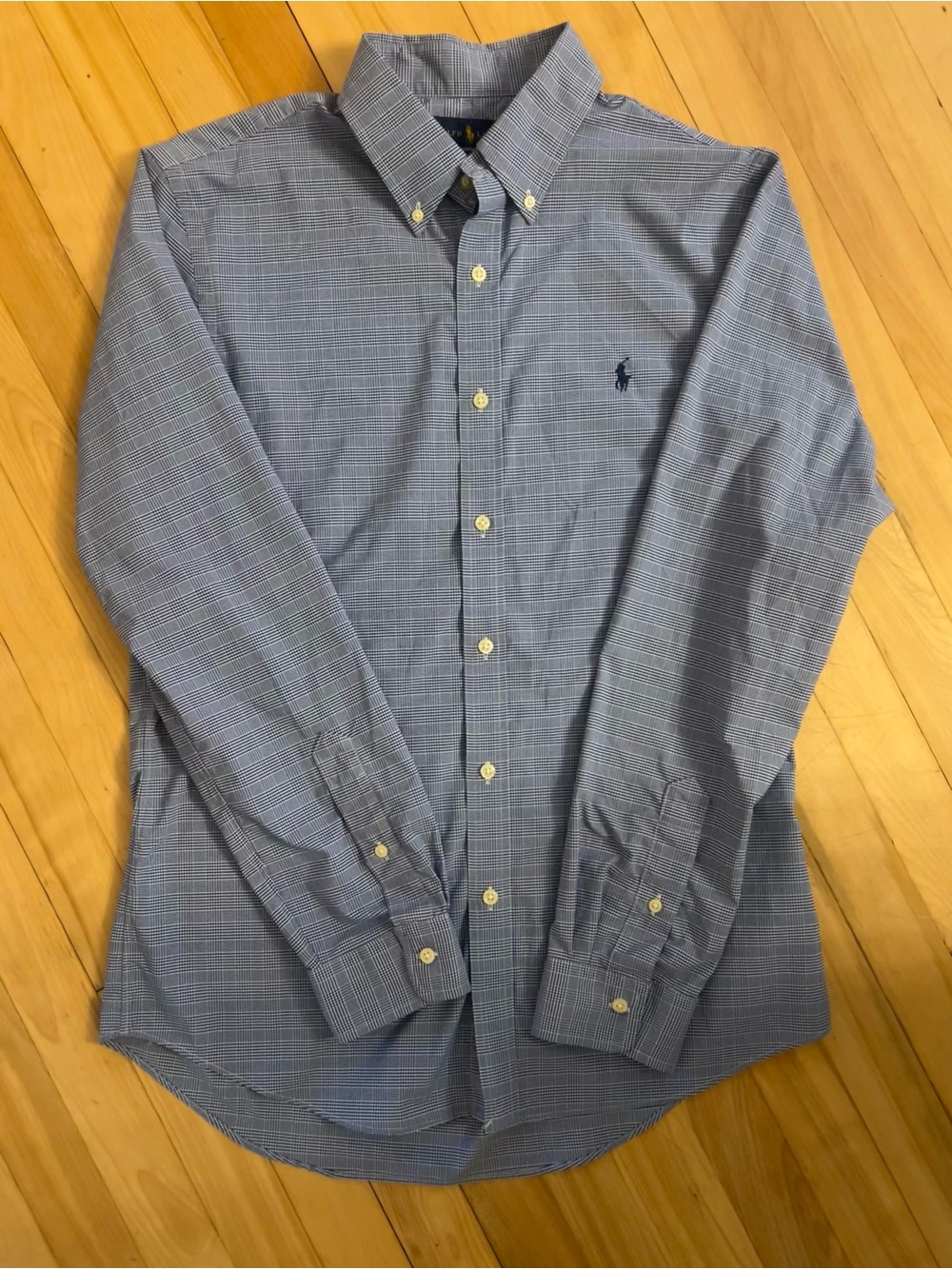 Ralph Lauren Navy and White Micro-Check Button-Down Shirt